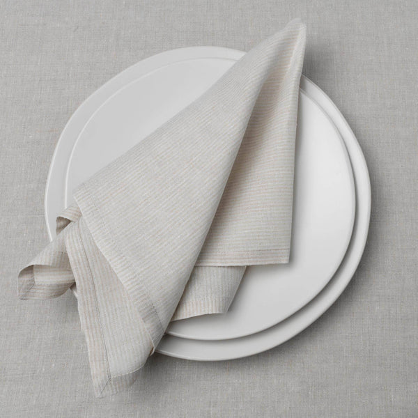 Gray and White Pinstripe Cotton Napkin – Nantucket Looms