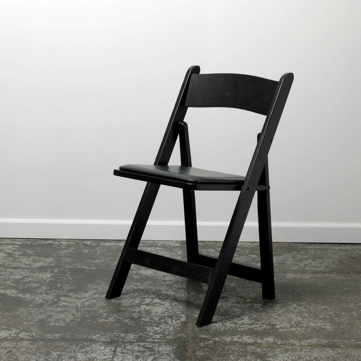 Black Wooden Folding Chair with Padded Seat