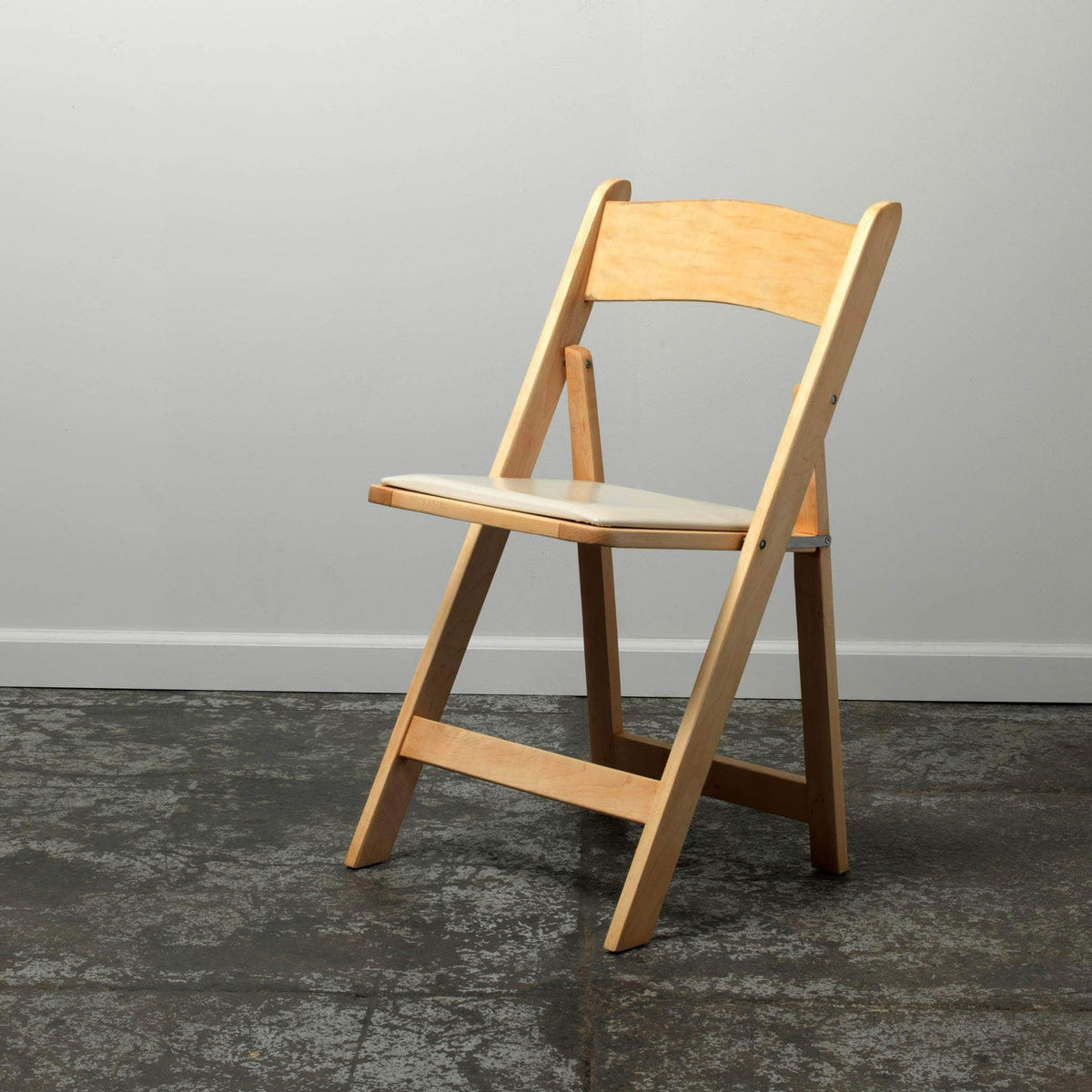 Natural Wooden Folding Chair with Padded Seat