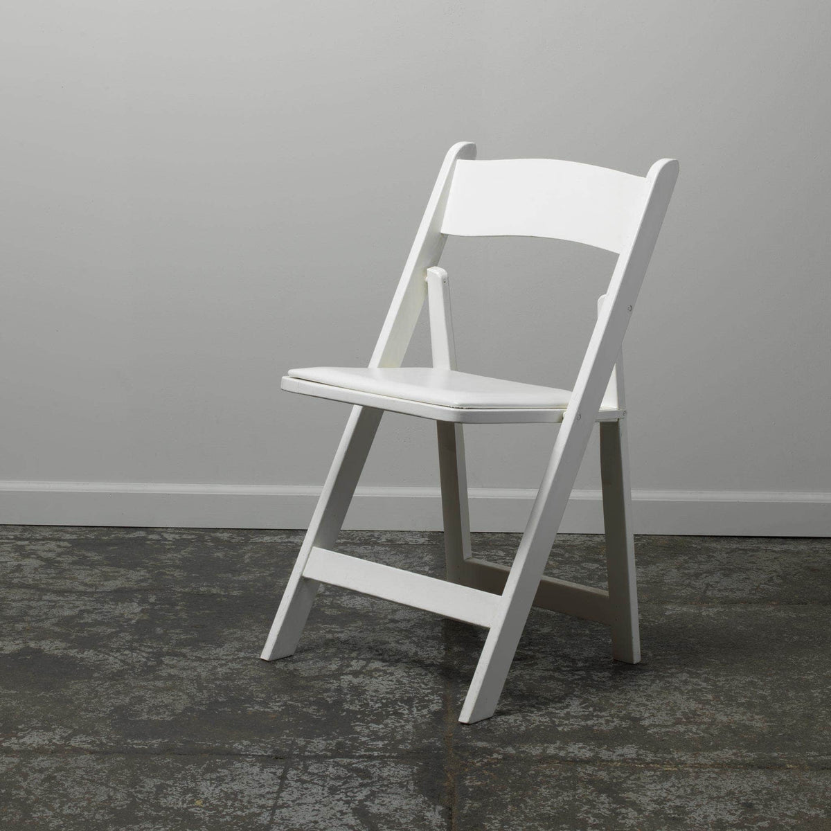 White Wooden Folding Chair with Padded Seat