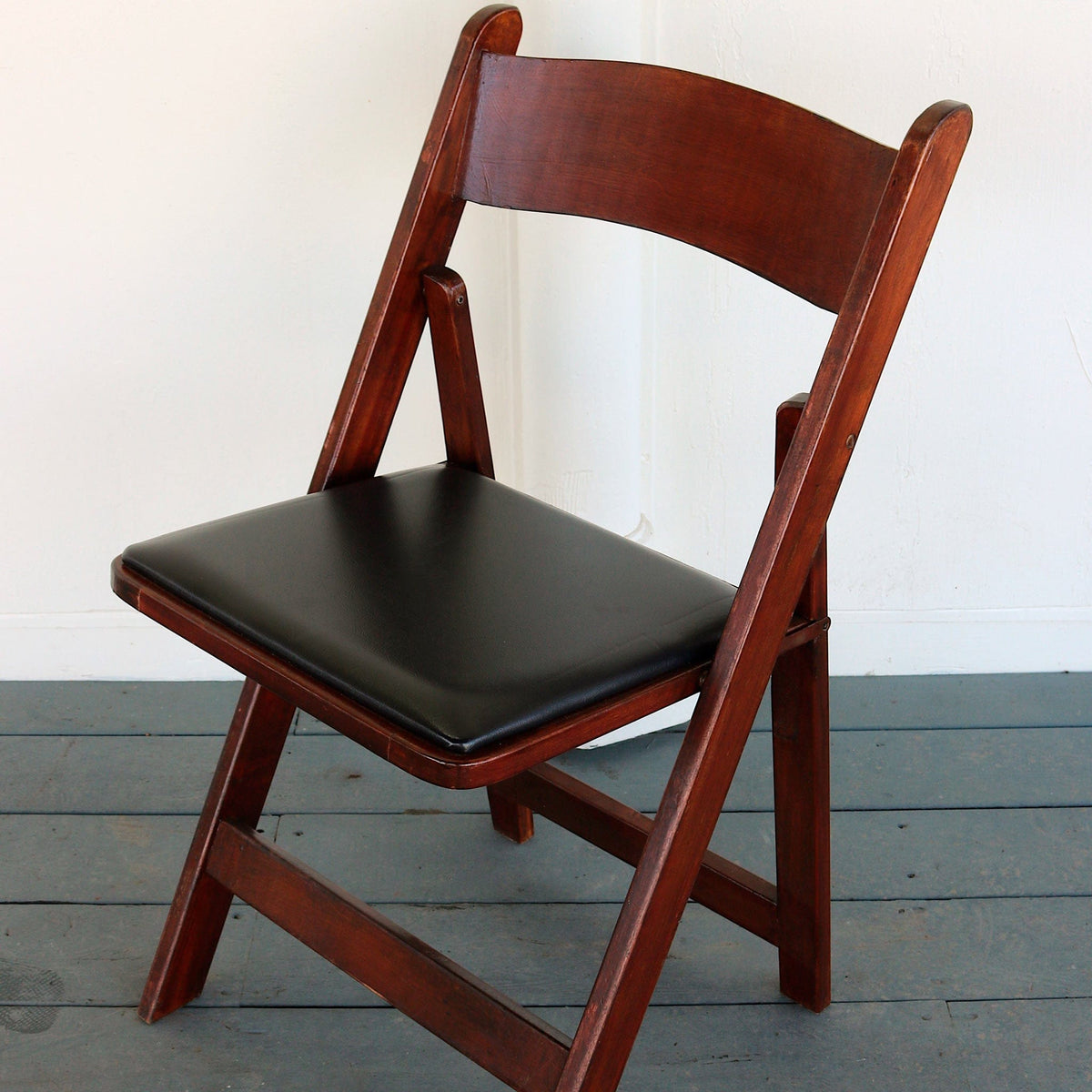 Mahogany Wooden Folding Chair with Padded Seat
